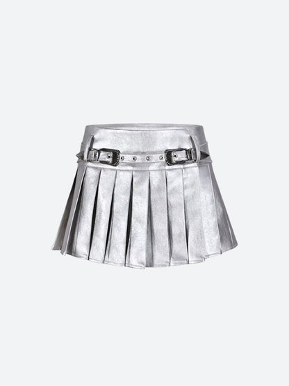 Premium Cyberpunk Metallic Mini Skirt for Trendy Fashion