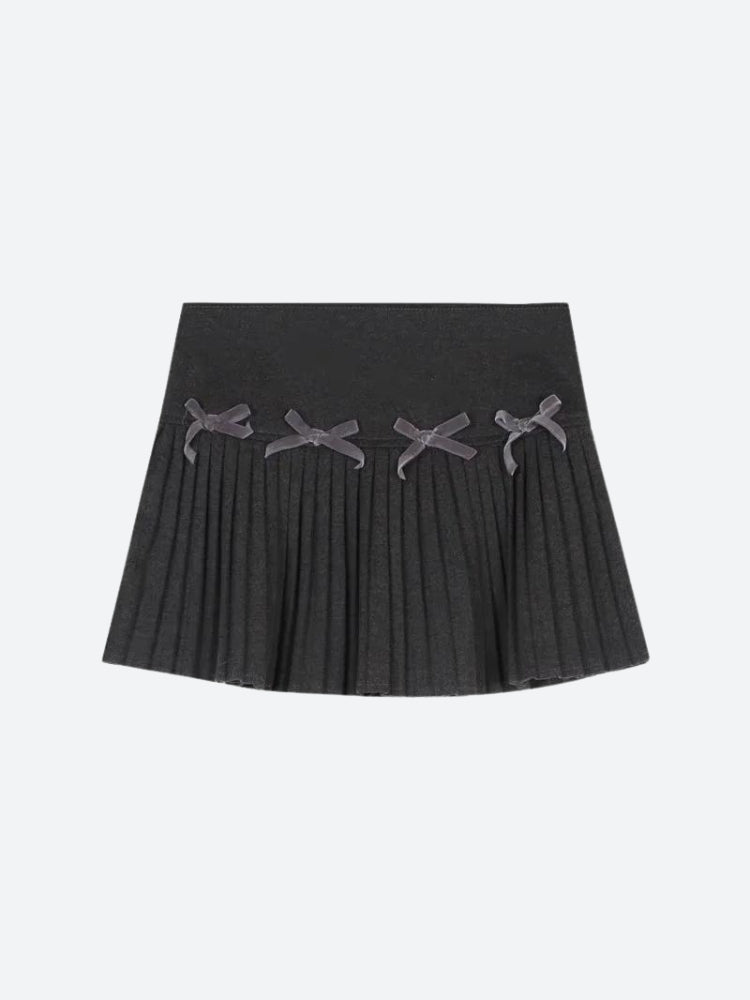 Premium Dark Academia Bow Pleated Mini Skirt for Stylish Outfits