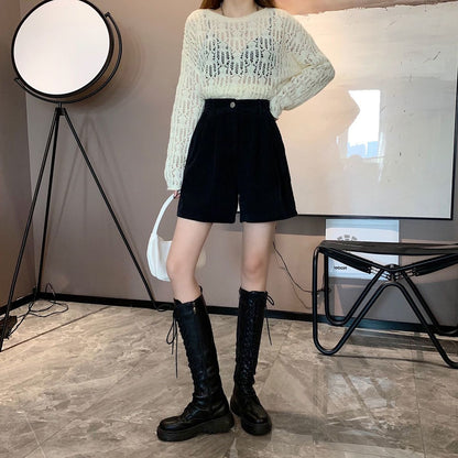 High Waist Corduroy Shorts