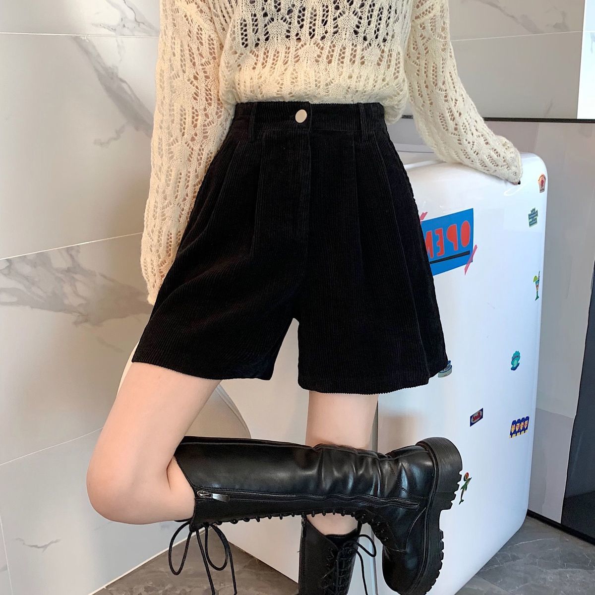 High Waist Corduroy Shorts