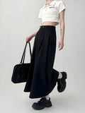 Elegant Dark Academia Pleated Midi Skirt for Timeless Style