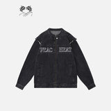 Detachable Sleeve Zip-up Denim Jacket