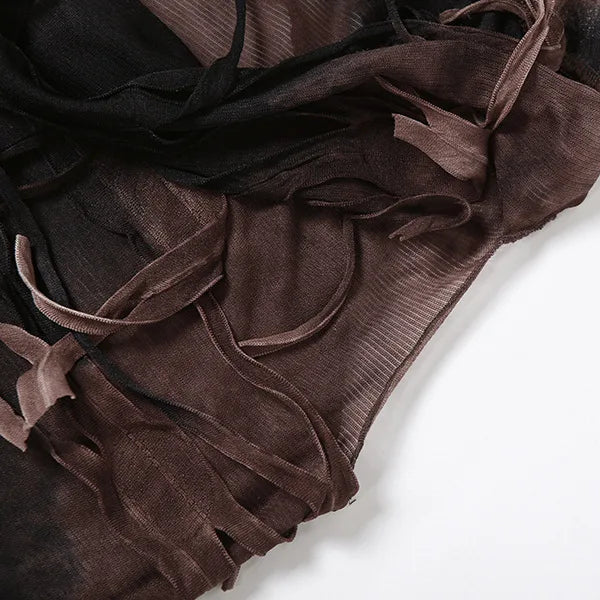 Distressed Sheer Maxi Dress