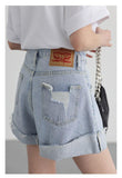 Distressed Slit Denim Shorts