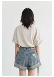 Distressed Slit Denim Shorts
