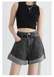 Distressed Slit Denim Shorts