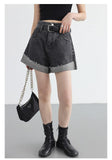 Distressed Slit Denim Shorts
