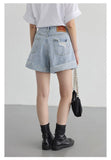 Distressed Slit Denim Shorts
