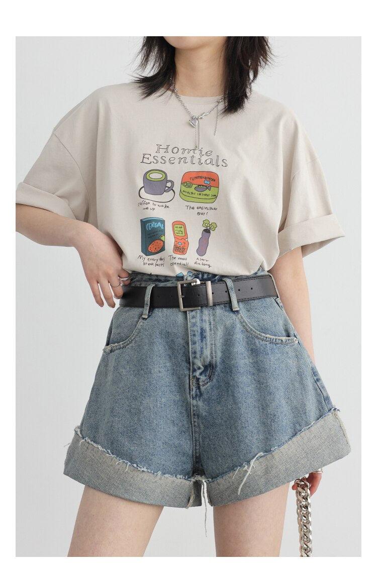 Distressed Slit Denim Shorts