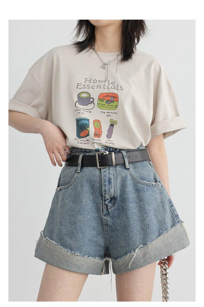 Distressed Slit Denim Shorts