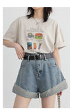 Distressed Slit Denim Shorts