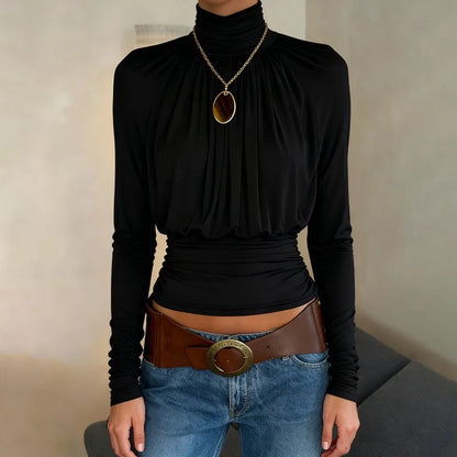 Draped Turtleneck Top