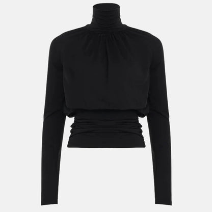 Draped Turtleneck Top