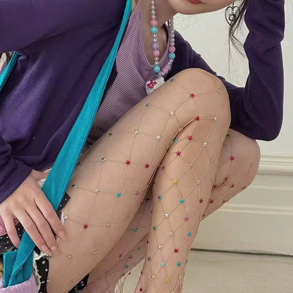 Embellished Stars Fishnet Tights