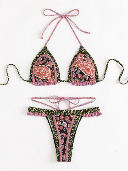 Embroidered Trim Bikini Set