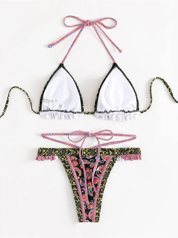 Embroidered Trim Bikini Set