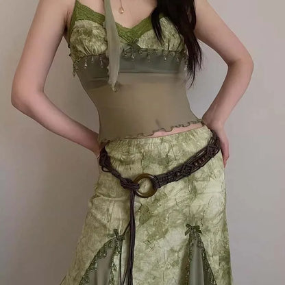 Fairy Grunge Beaded Macrame Belt