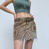 Distressed Patchwork Mini Skirt