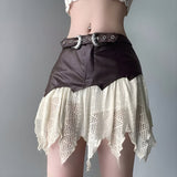 Lace Mini Skirt with Grunge Patchwork Design