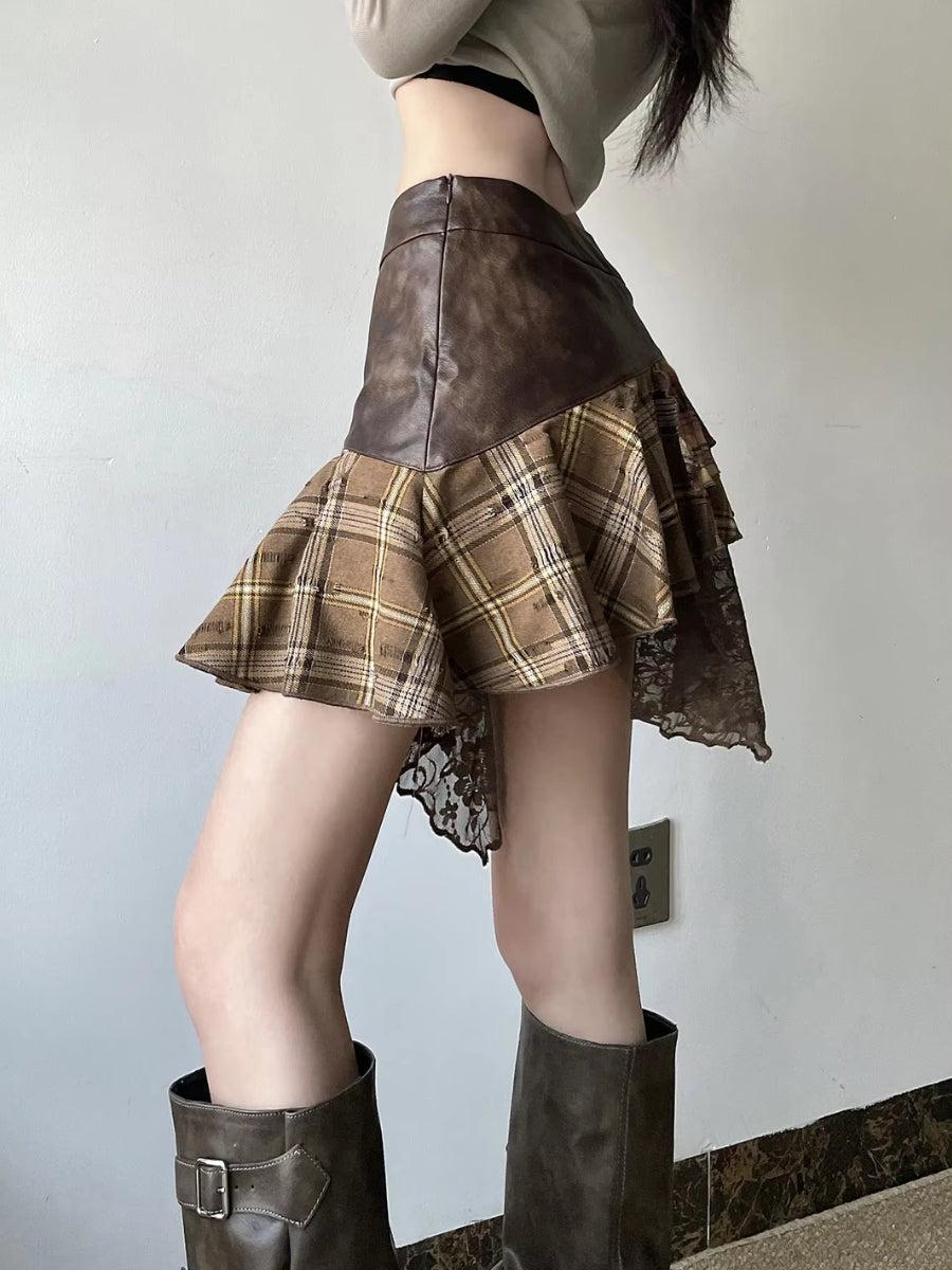 Boho Chic Fairy Grunge Patchwork Mini Skirt for Trendy Style
