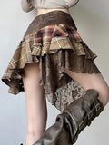 Boho Chic Fairy Grunge Patchwork Mini Skirt for Trendy Style