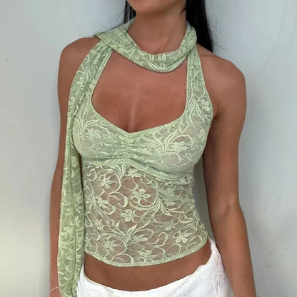 Fairycore Lace Halter Top