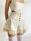 Fairycore Lace-Up Ruffled Shorts