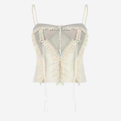 Fairycore Ruffled Mesh Corset Top