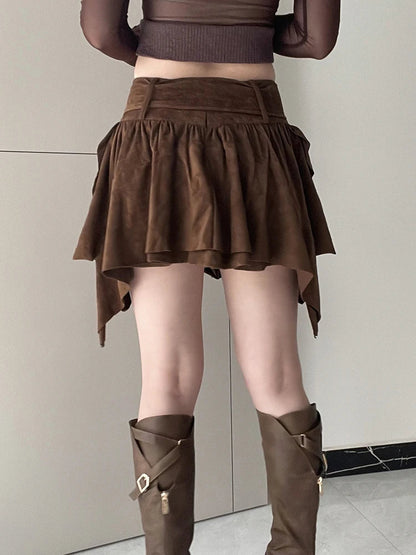 Fairycore Suede Mini Skirt