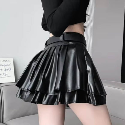 Premium Faux Leather Mini Skort for Chic Style and Comfort