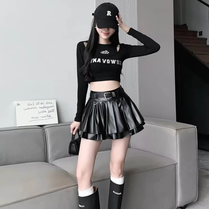 Premium Faux Leather Mini Skort for Chic Style and Comfort