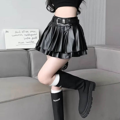 Premium Faux Leather Mini Skort for Chic Style and Comfort