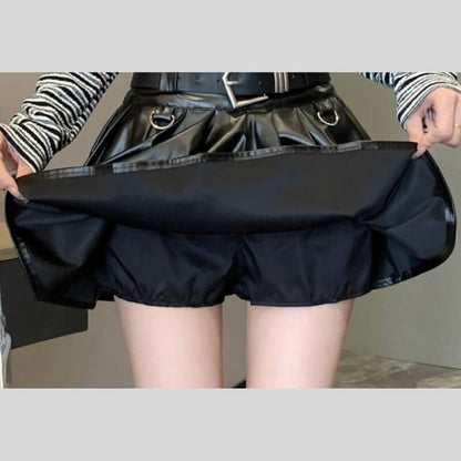 Premium Faux Leather Mini Skort for Chic Style and Comfort