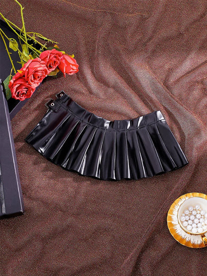 Faux Leather Pleated Micro Skirt