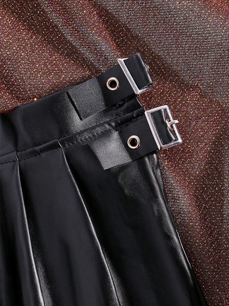 Faux Leather Pleated Micro Skirt