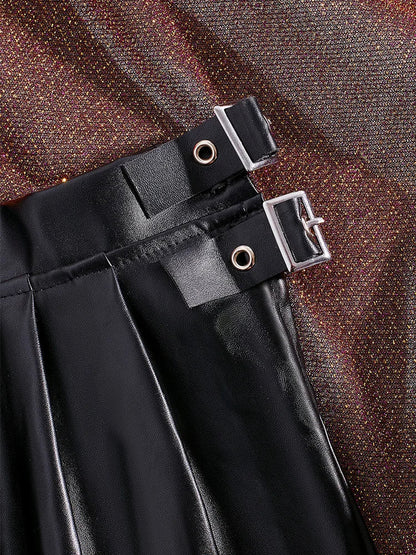 Faux Leather Pleated Micro Skirt
