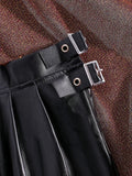 Faux Leather Pleated Mini Skirt