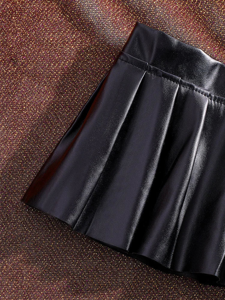 Faux Leather Pleated Micro Skirt