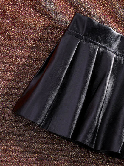 Faux Leather Pleated Micro Skirt