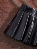 Faux Leather Pleated Mini Skirt