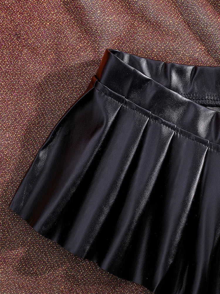 Faux Leather Pleated Micro Skirt