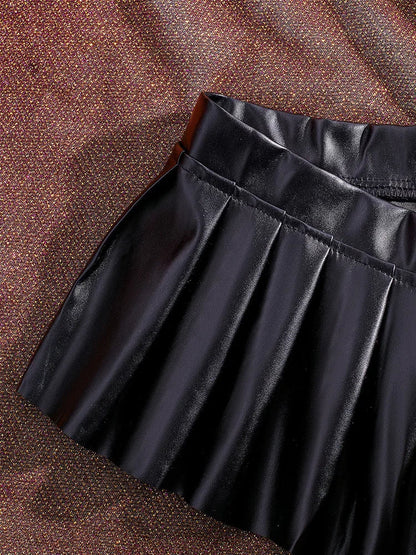 Faux Leather Pleated Micro Skirt