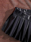 Faux Leather Pleated Mini Skirt