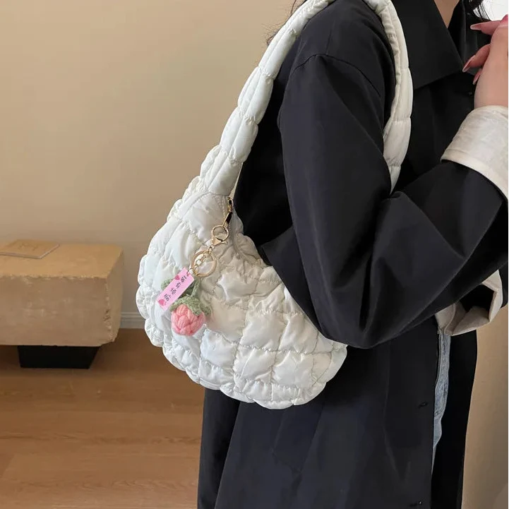 Floral Charm Puffer Bag