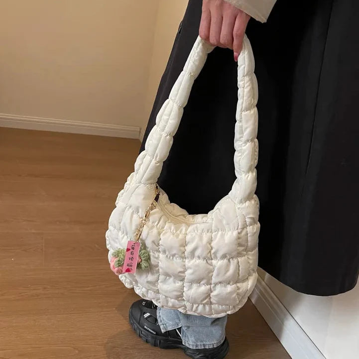 Floral Charm Puffer Bag