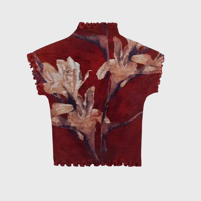 Floral Mesh High Neck Top
