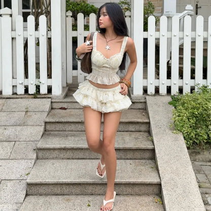 Floral Ruffle Tank Top & Skirt Two Piece Set