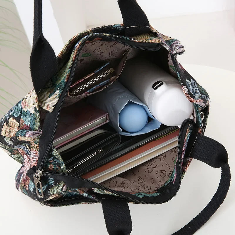 Floral Tapestry Tote Bag