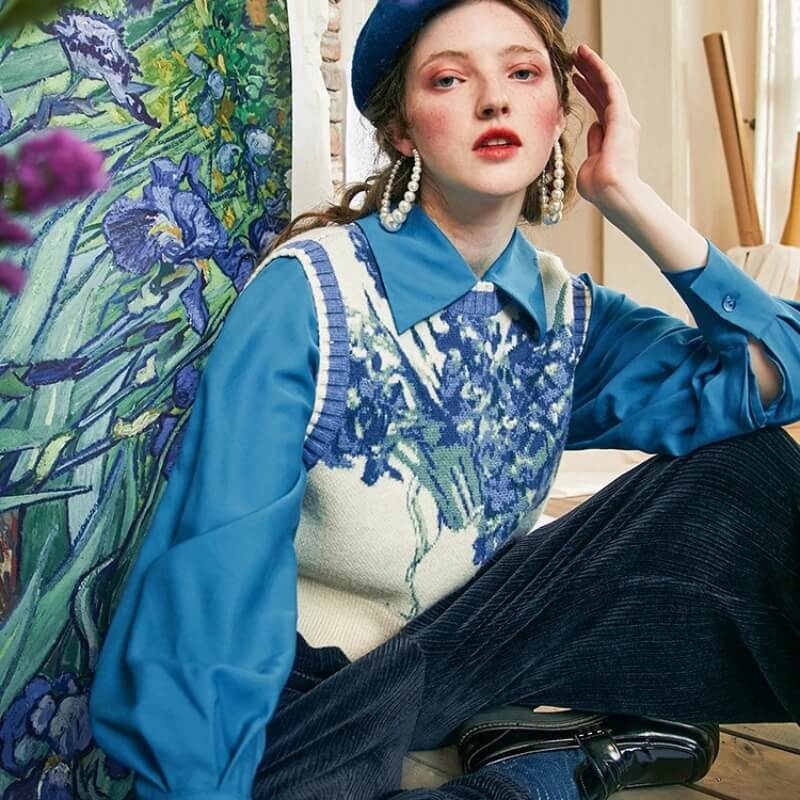Floral Tie Front Knit Vest
