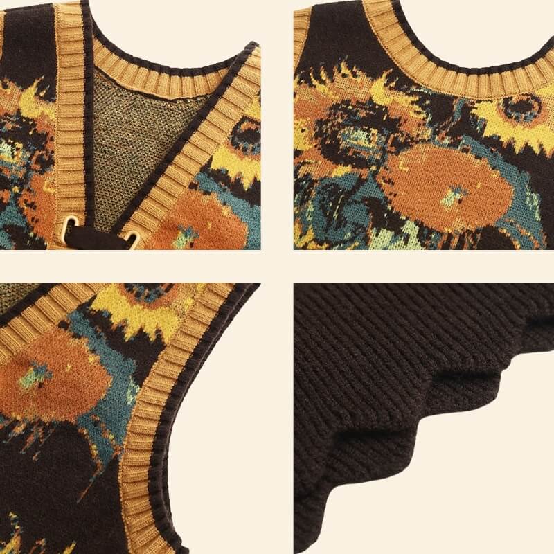 Floral Tie Front Knit Vest